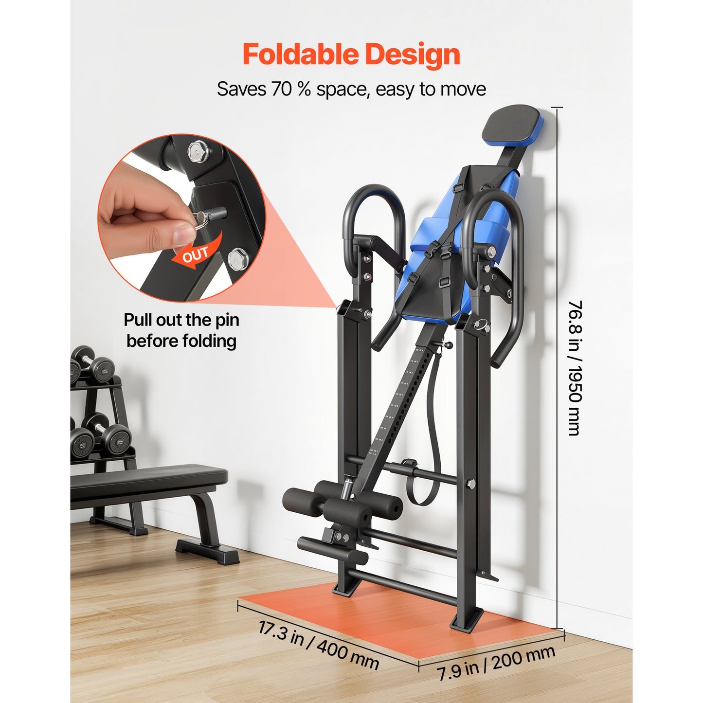 Heavy Duty Inversion Table 300 Lb Capacity for Back Neck Shoulder Decompression