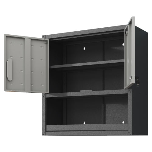 Wall-Mounted Metal Tool Storage Cabinet with Locking Doors and Shelf for Garage and Warehouse