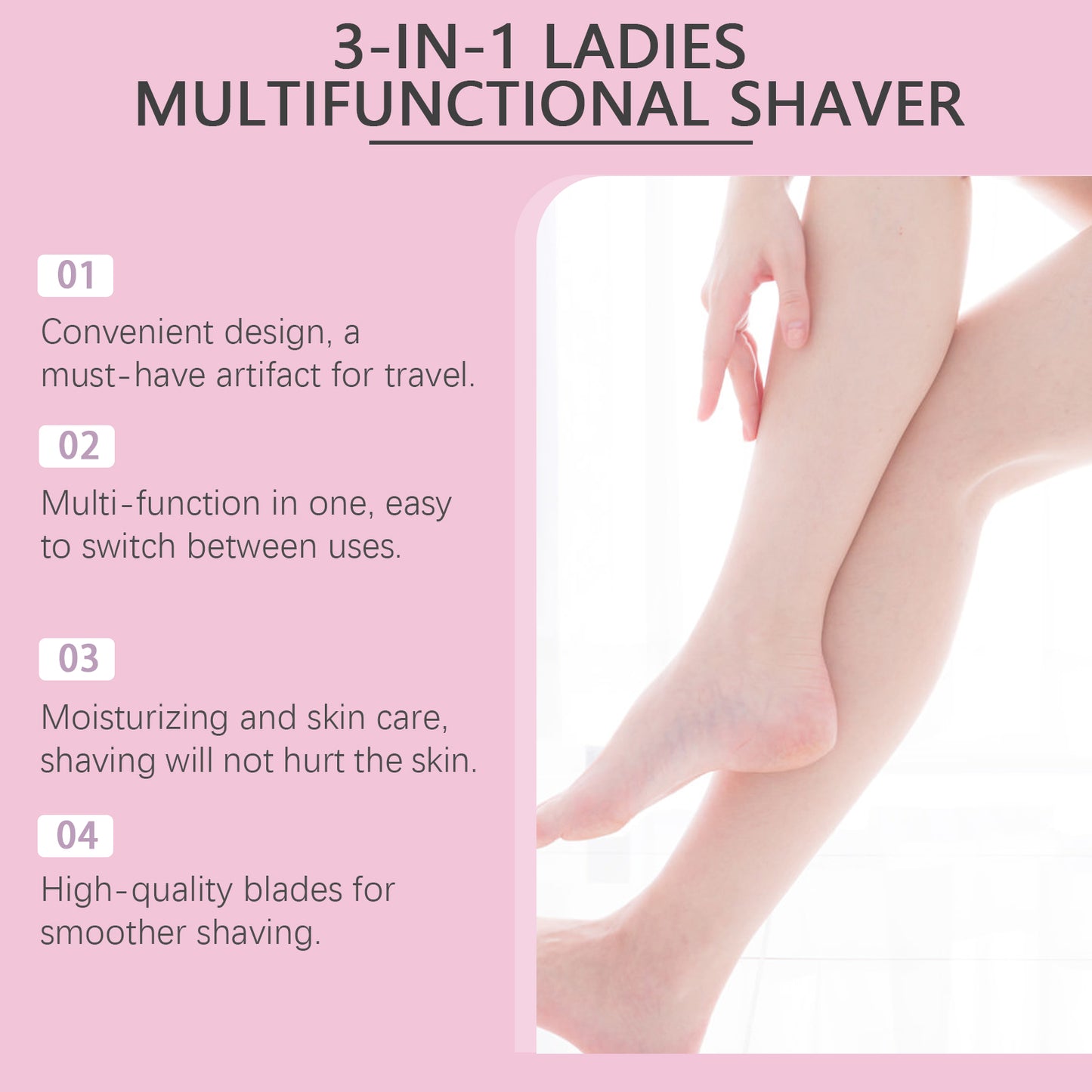 3-in-1 Women's Portable Shaving Razor with Moisturizing Soap and Water Spray
