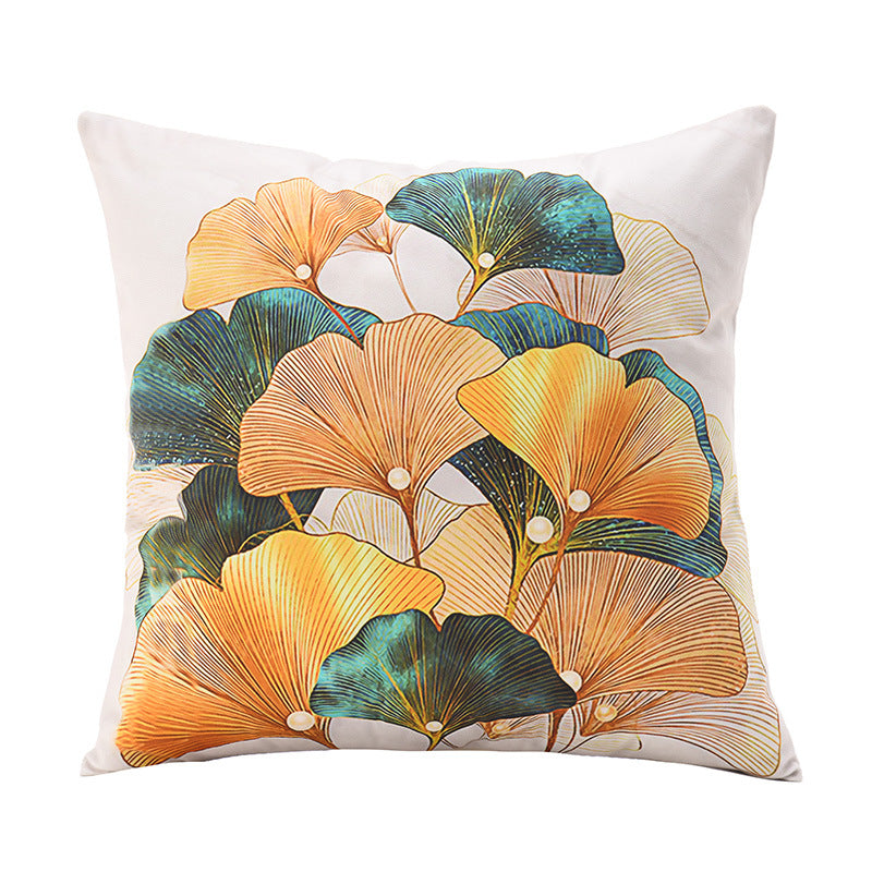 Short Plush Ginkgo Leaf Pillow Cover - Modern Home Decor Cushion