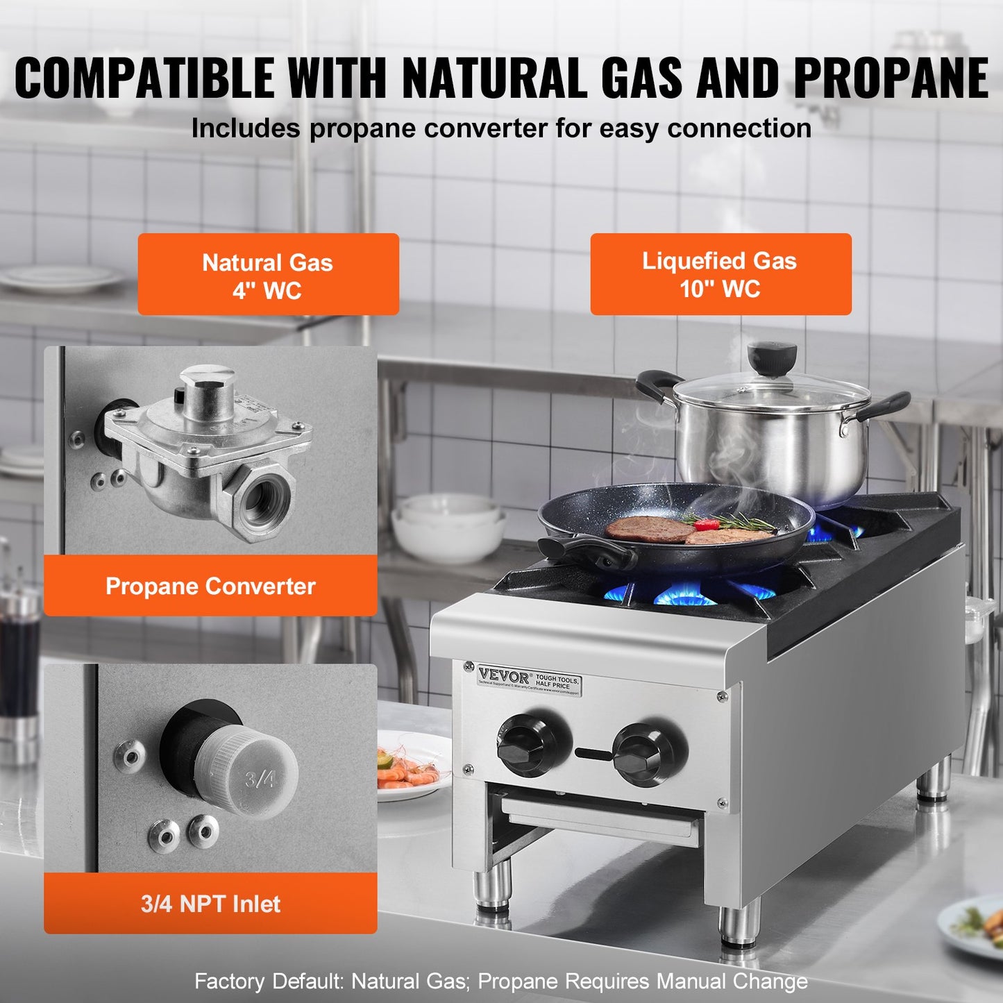 Commercial Gas Range Stove - 2 Burner Countertop Hot Plate