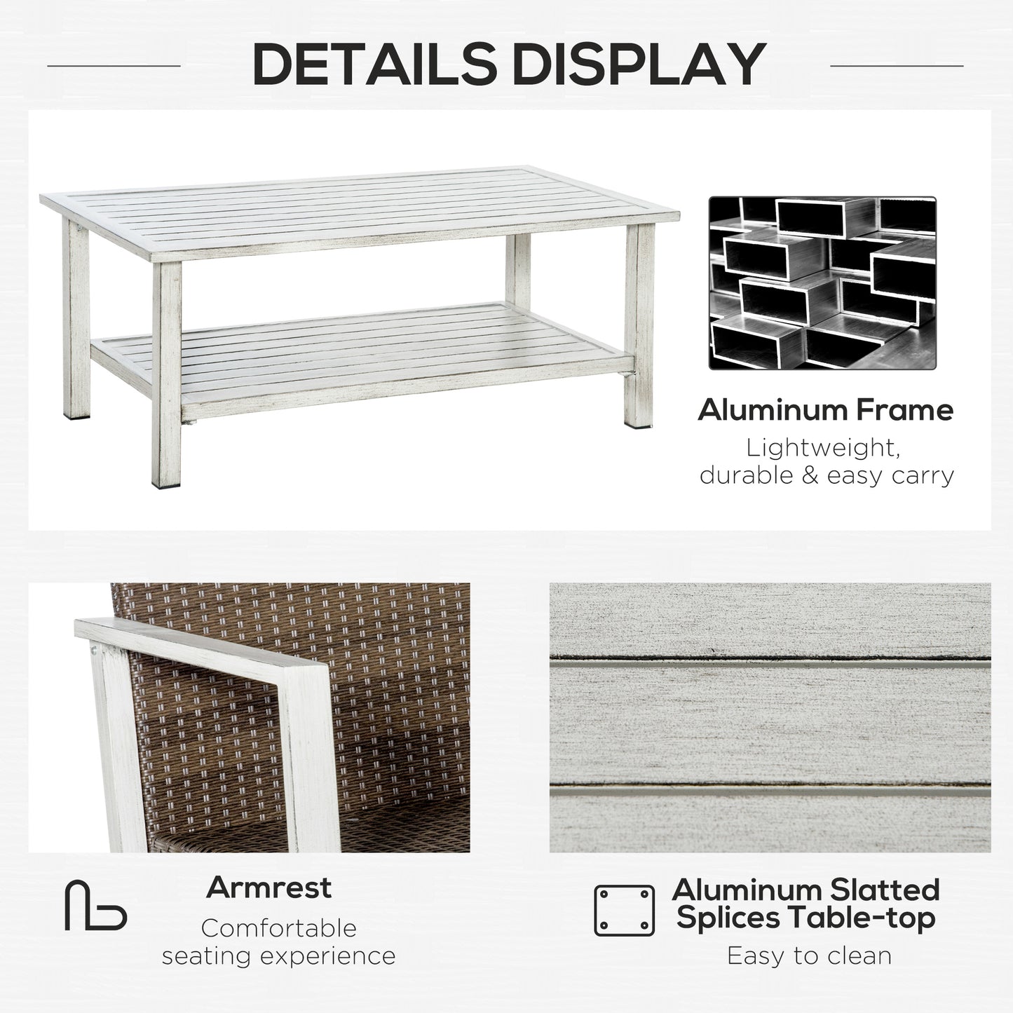 5-Piece Aluminum Outdoor Furniture Set with Cushions - Gray