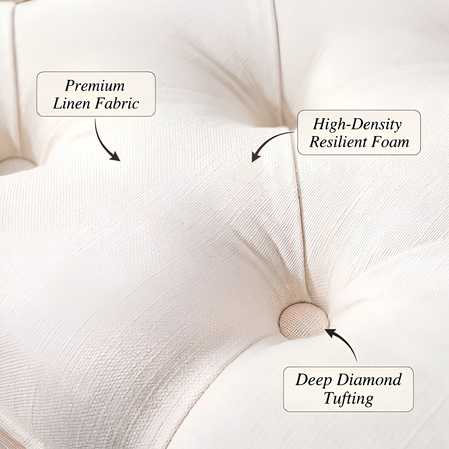 French Vintage Tufted Upholstered Bedroom Bench - Beige