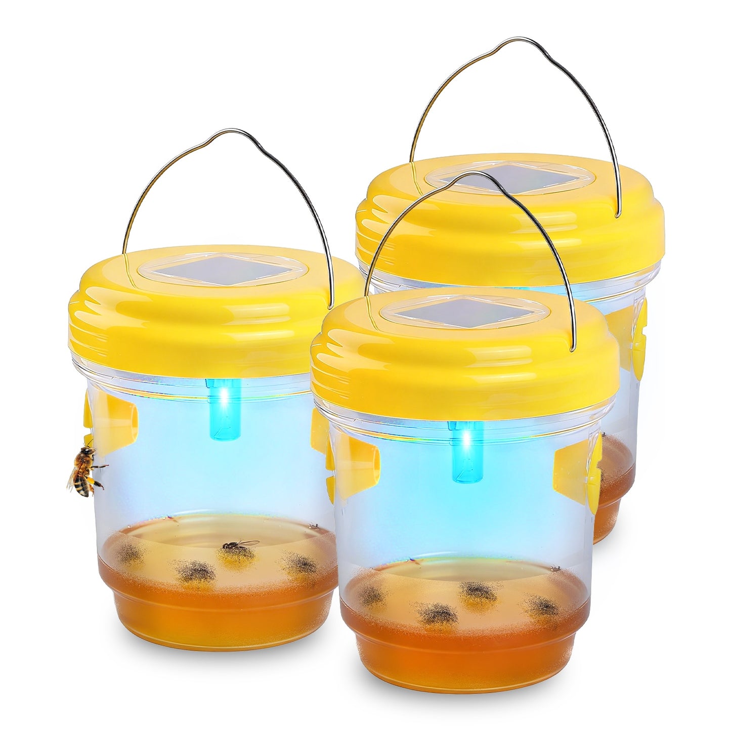 Solar Wasp Trap with UV Light - 3 Pack Outdoor Insect Catchers