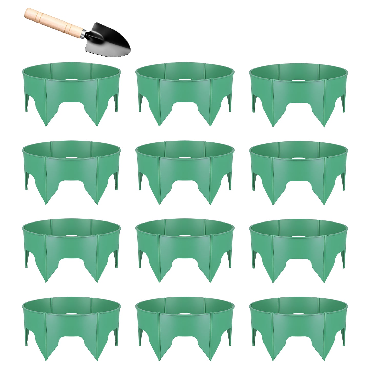 Adjustable Garden Planting Grow Rings Set with Hand Shovel - 6 or 12 Pieces