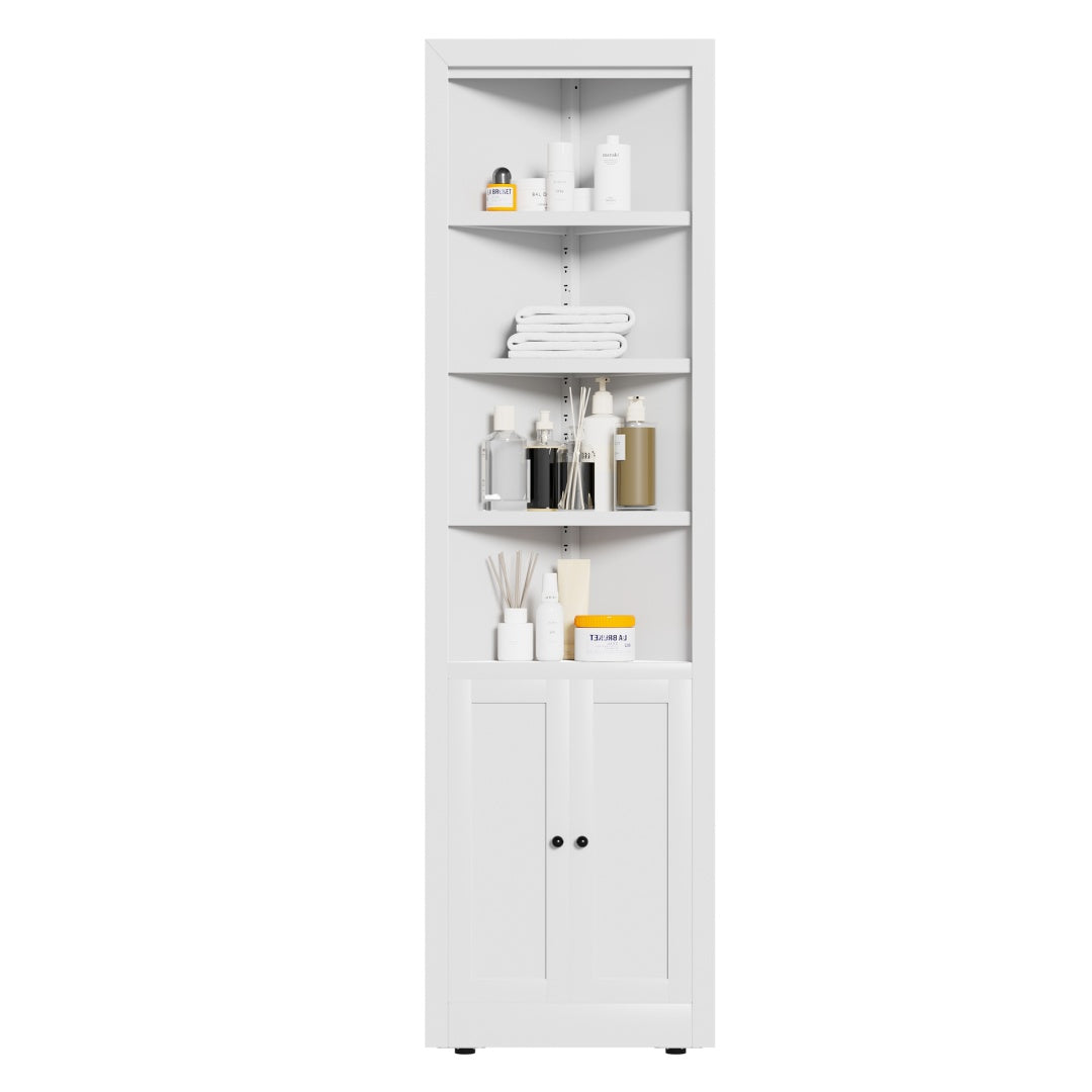 71in Tall Corner Storage Cabinet With 2 Doors, 5-Tier Metal