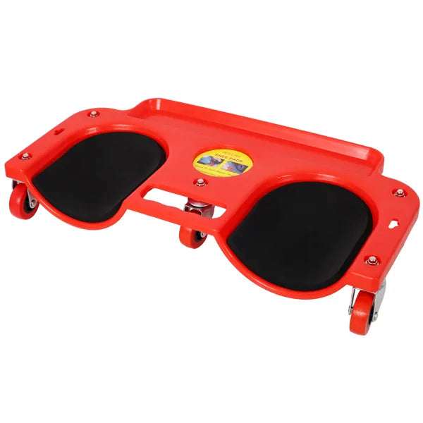 Durable Rolling Knee Creeper with 360° Casters and Tool Tray - Red