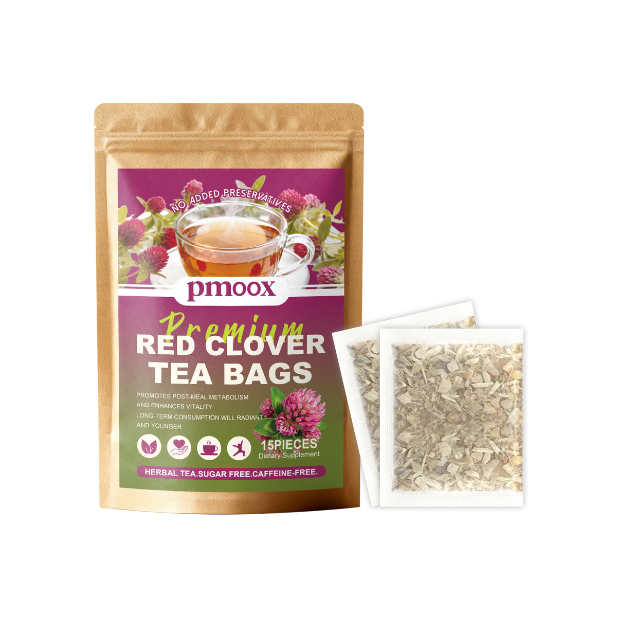 Red Clover Tea Bags for Metabolism Support - 15 Pack