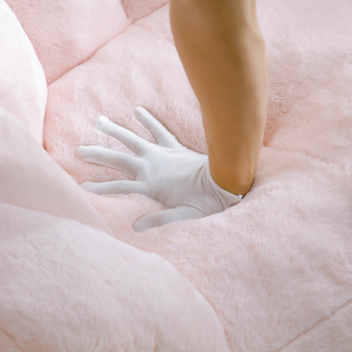 Oversized Faux Fur Bean Bag Chair with Footstool - Pink