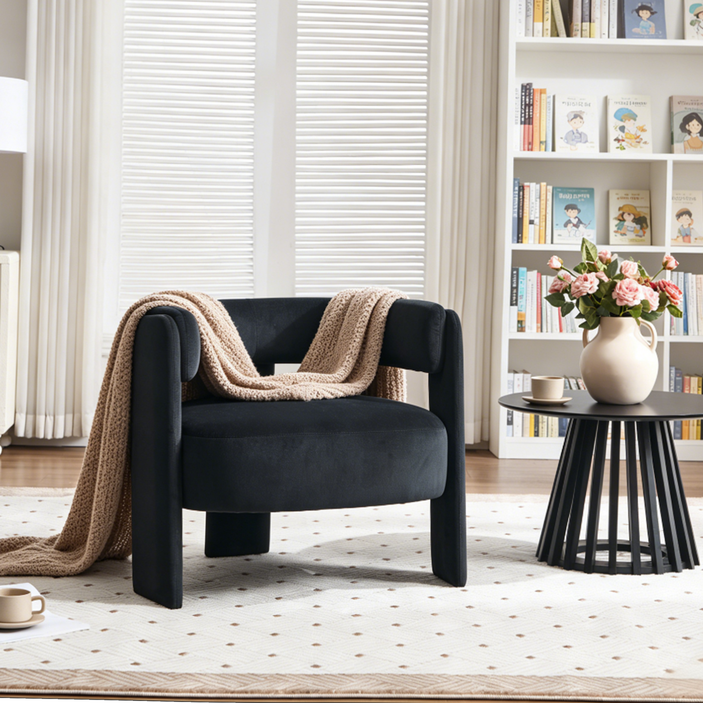 Modern Velvet Accent Chair - Comfy Single Sofa for Living Room
