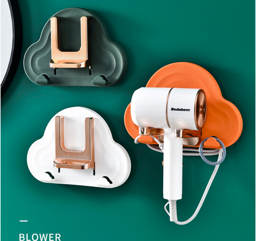 Foldable Hair Dryer Hanger for Bathroom Storage - Non-Perforated, Space Saving