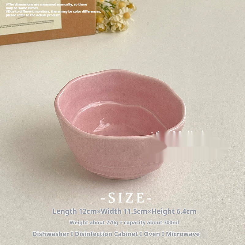 Candy Color Ceramic Rice Bowl - Irregular Modern Dinnerware for Adults