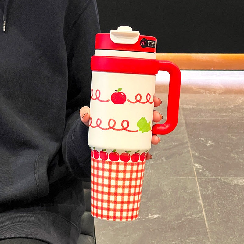 Large Capacity Thermal Insulation Cup with Straw - Stainless Steel Travel Mug