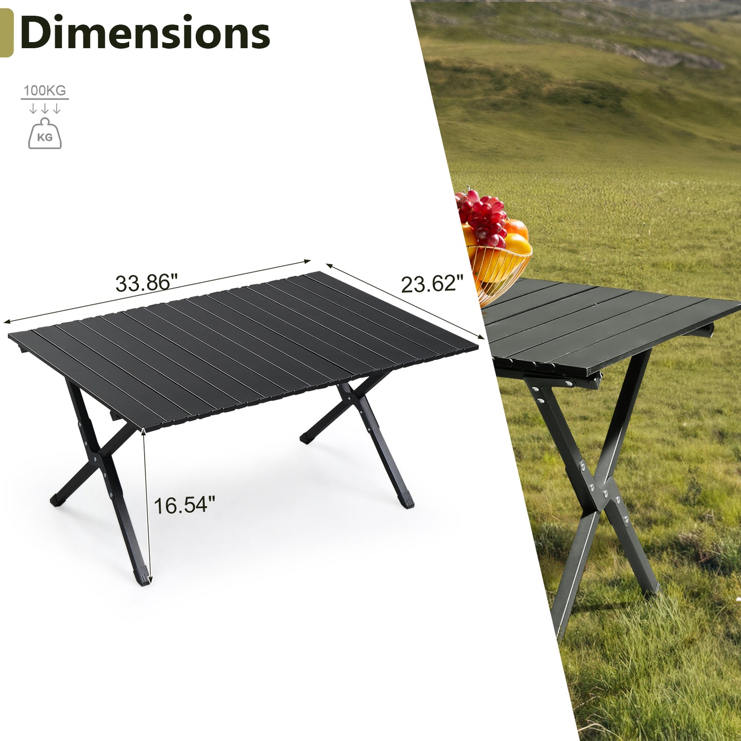 86cm Carbon Steel Folding Camping Table - Portable Picnic Table
