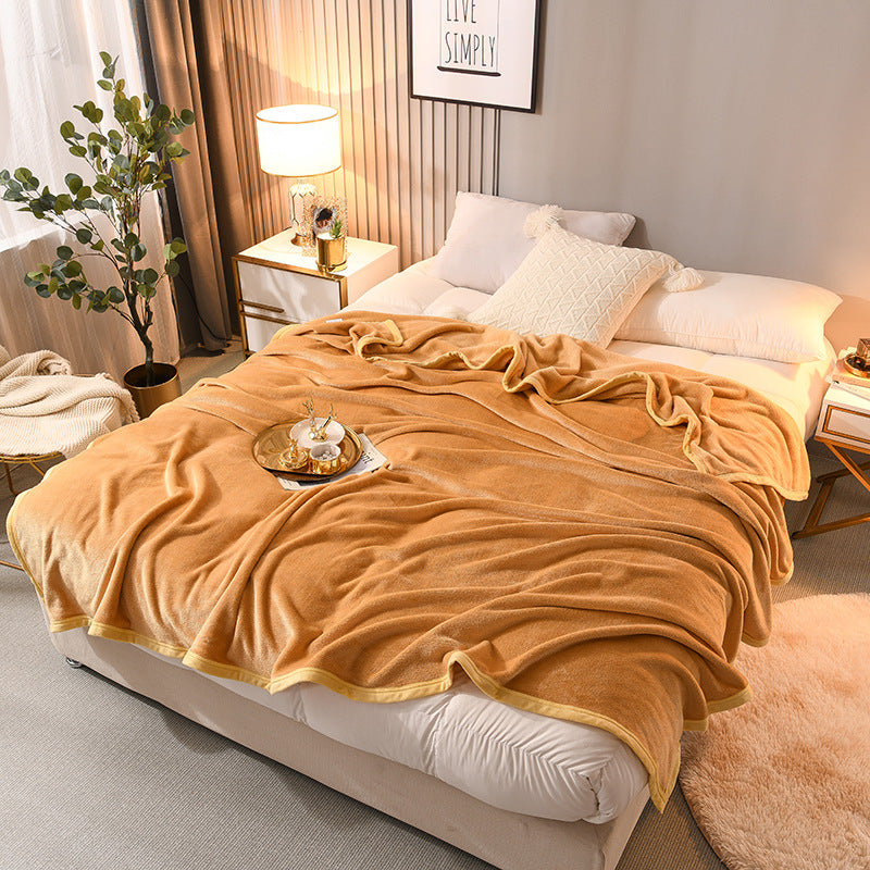 Thick Flannel Blanket for Bedroom and Dormitory Solid Color Winter Bedding