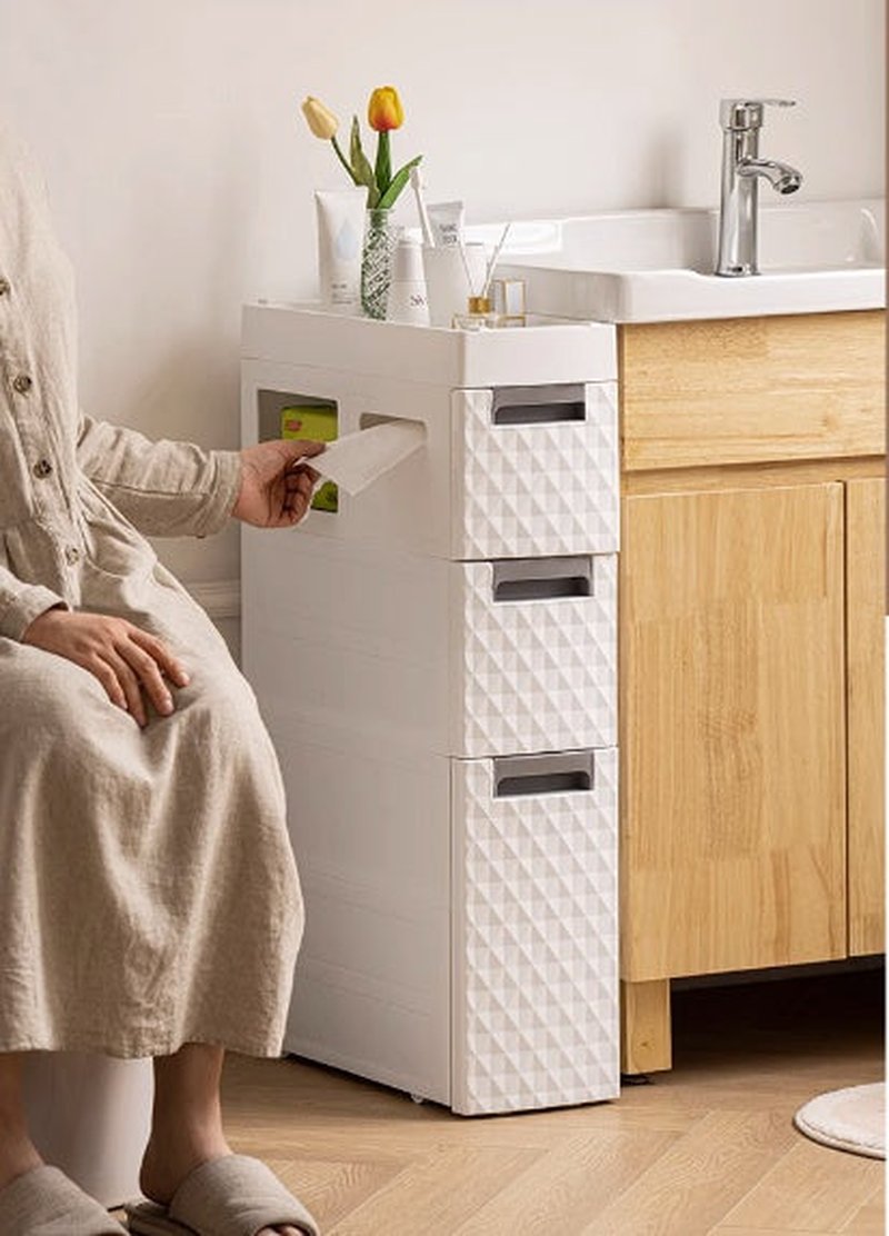 Plastic Multi-Layer Corner Toilet Storage Shelf Bathroom Organizer with Wheels