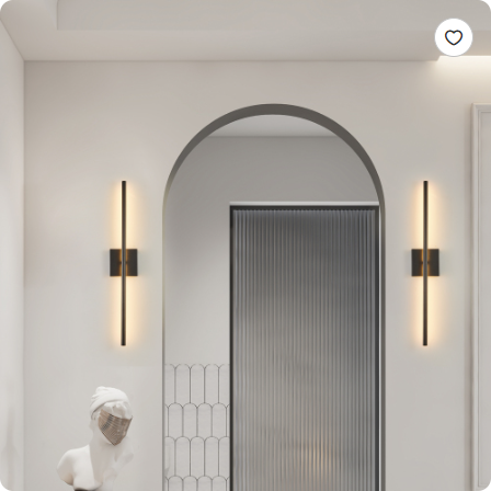 Modern LED Wall Sconce 2-Pack - Black Minimalist Indoor Wall Light Fixtures for Living Room & Bedroom