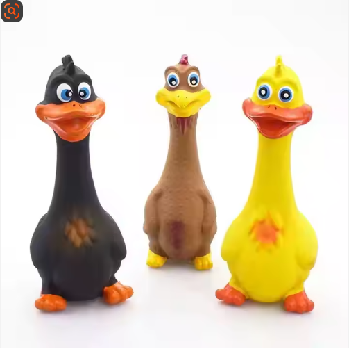 Interactive Latex Dog Chew Toys Squeaky Boredom Buster Duck Shape - Durable & Fun
