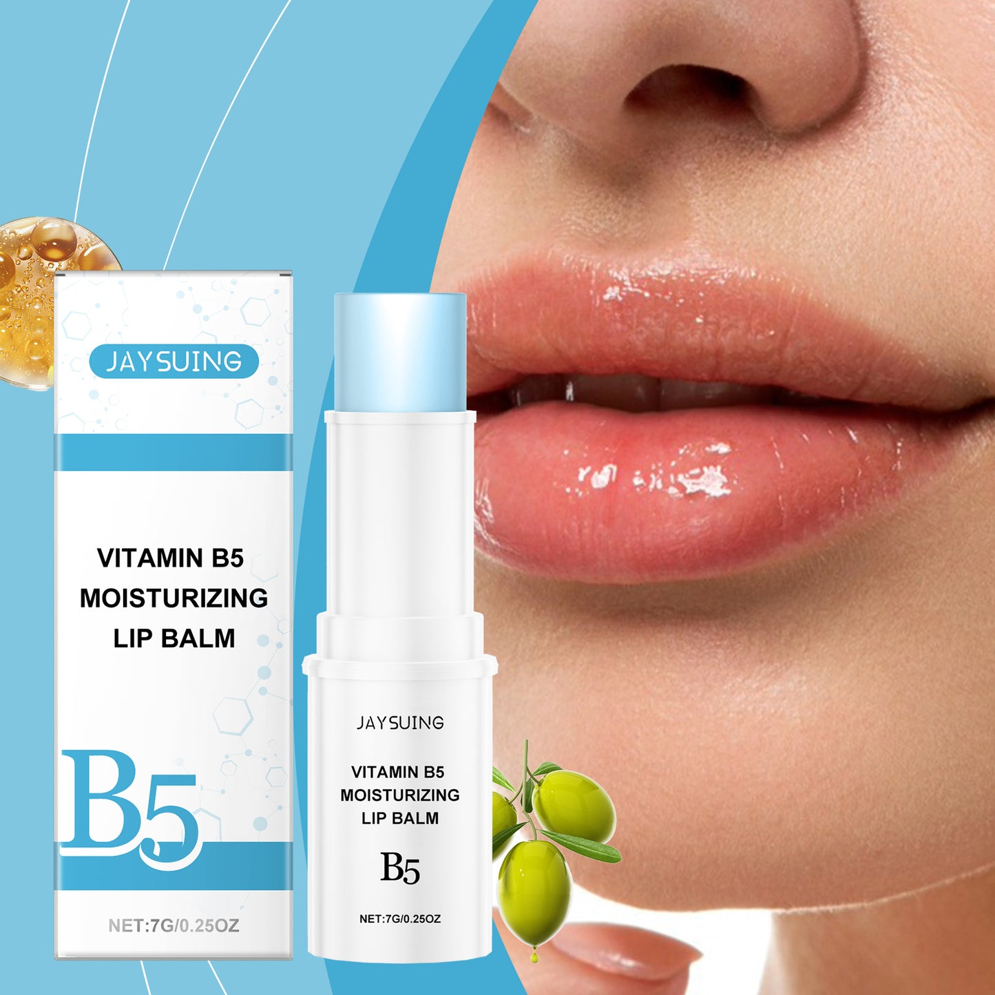 Vitamin B5 Moisturizing Lip Balm - Hydrating Treatment for Dry Cracked Lips