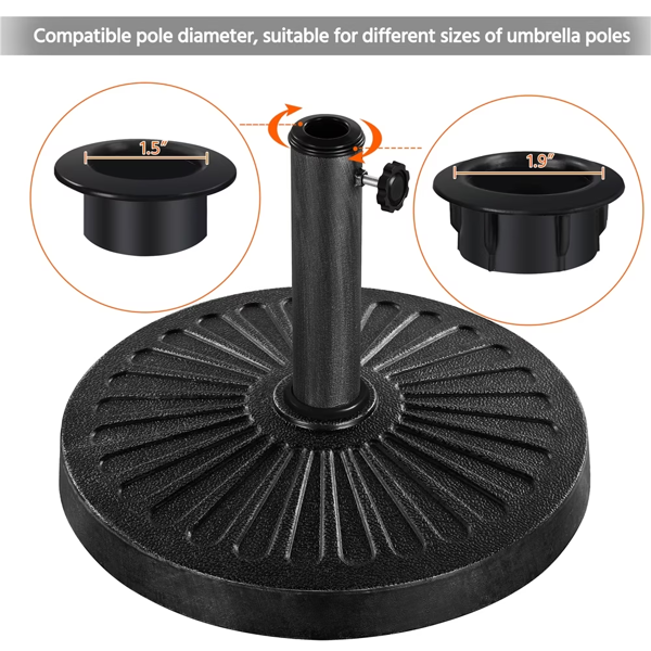 30 Lb Heavy Duty Outdoor Umbrella Base 18in Black Weather-Resistant Support