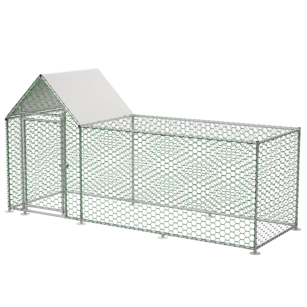 Large Metal Chicken Coop with Walk-In Run, Cover & Lockable Door - Multiple Sizes