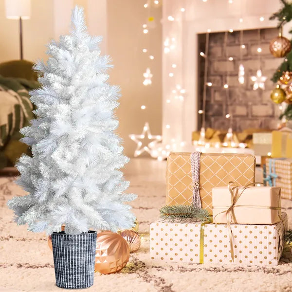 4 FT White Artificial Christmas Tree with Pot Stand - Holiday Decor