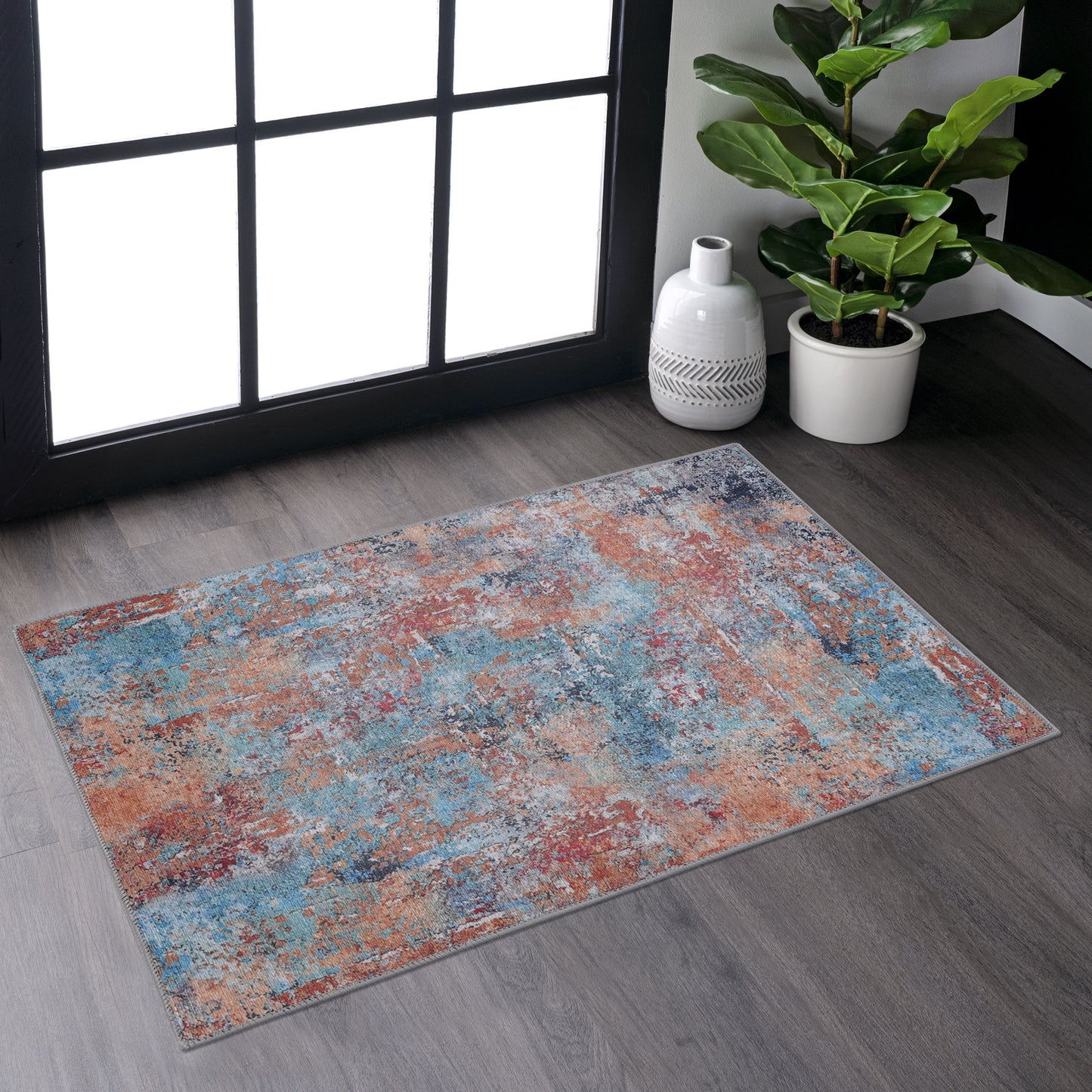 MAVAL Multi Washable Rug 2' X 3' Doormat Multi,