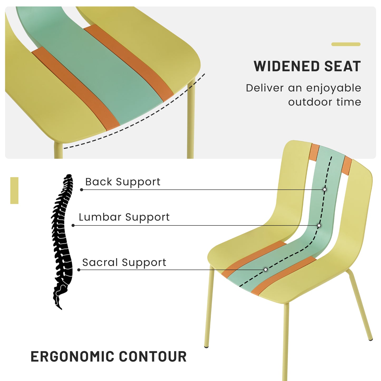 4-Pack Modern Striped Color Block Chairs - Indoor/Outdoor Seating