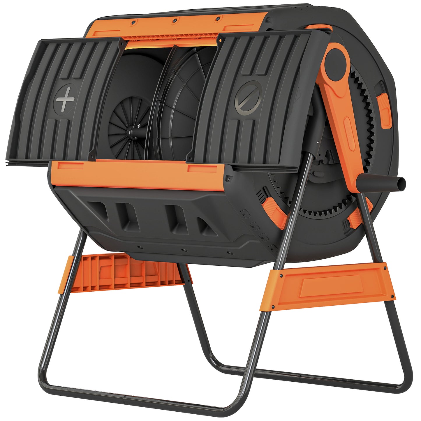 Outdoor Compost Bin 53 Gal Dual Chamber Tumbling Composting System with Adjustable Vents