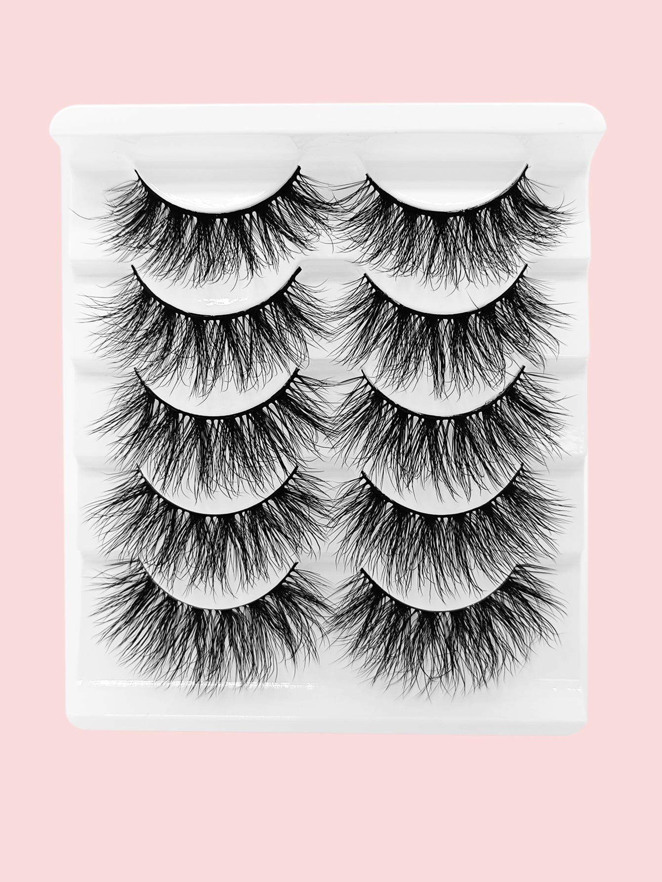 3D Faux Mink False Eyelashes - Voluminous Fluffy Cluster Style, 5 Pairs