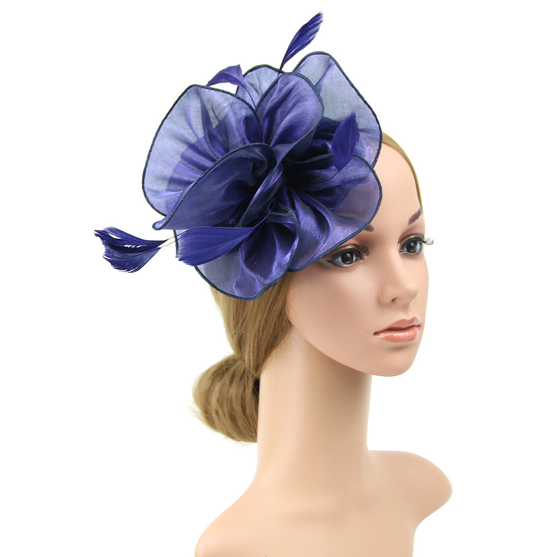 Organza Top Hat Headwear Feather Hair Band Unisex Costume Accessory