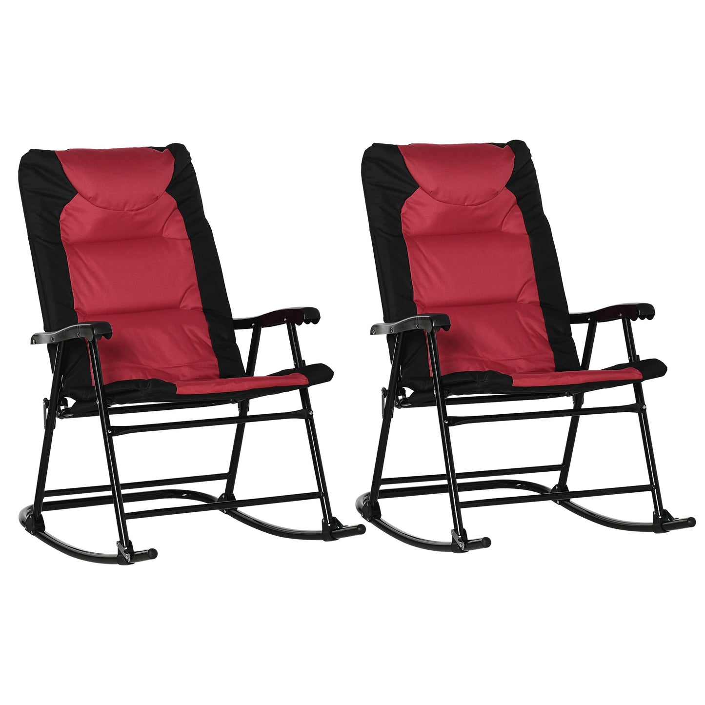 2-Piece Outdoor Patio Furniture Set with Folding Rocking Chairs - Red