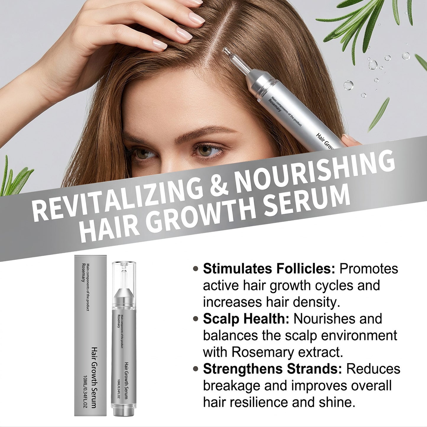 Hair Growth Serum for Thicker Hair - 10ml Natural Hair Loss Treatment