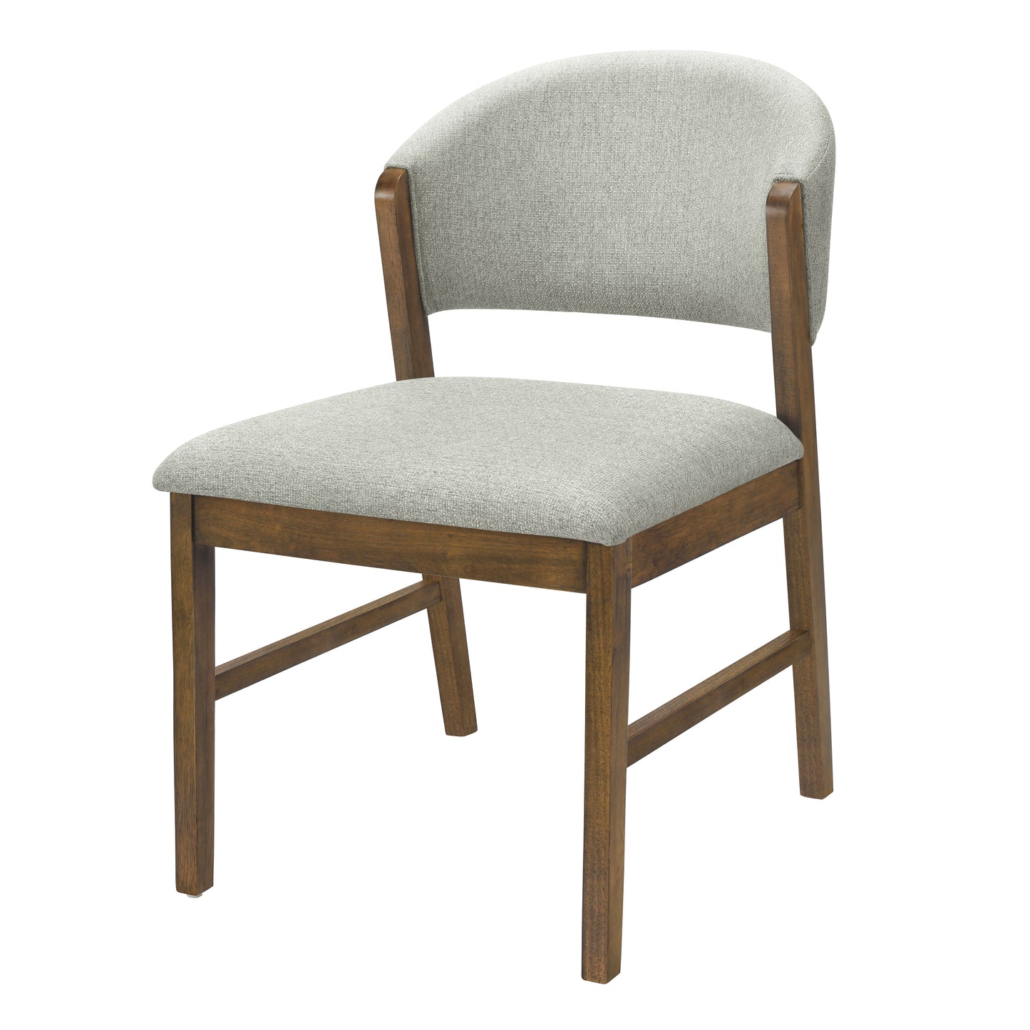 Mid-Century Modern Upholstered Dining Chairs - Set of 2, Grayish Green & Walnut