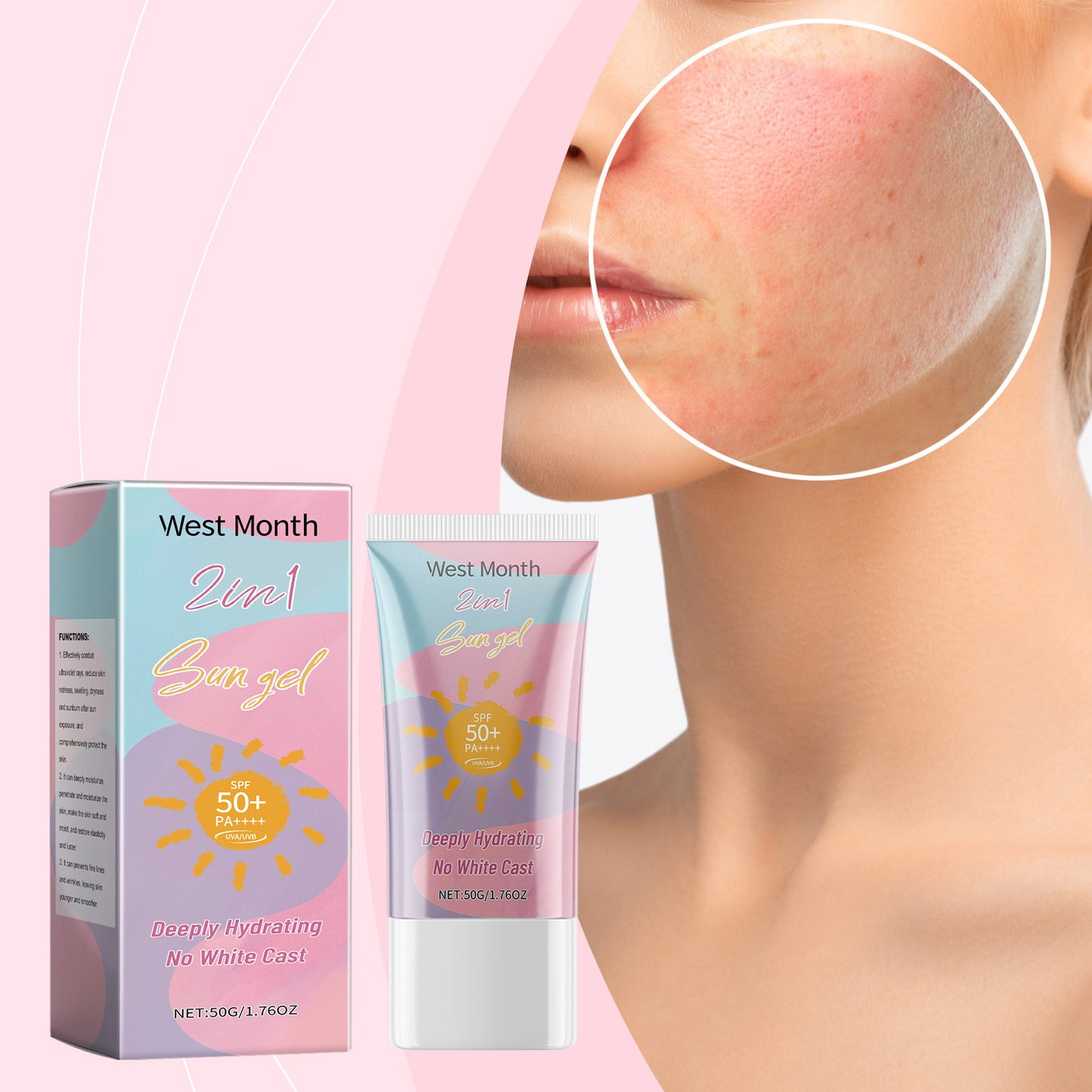 2-In-1 Protective Sunscreen Lotion - Brightening Facial Moisturizer, 50g