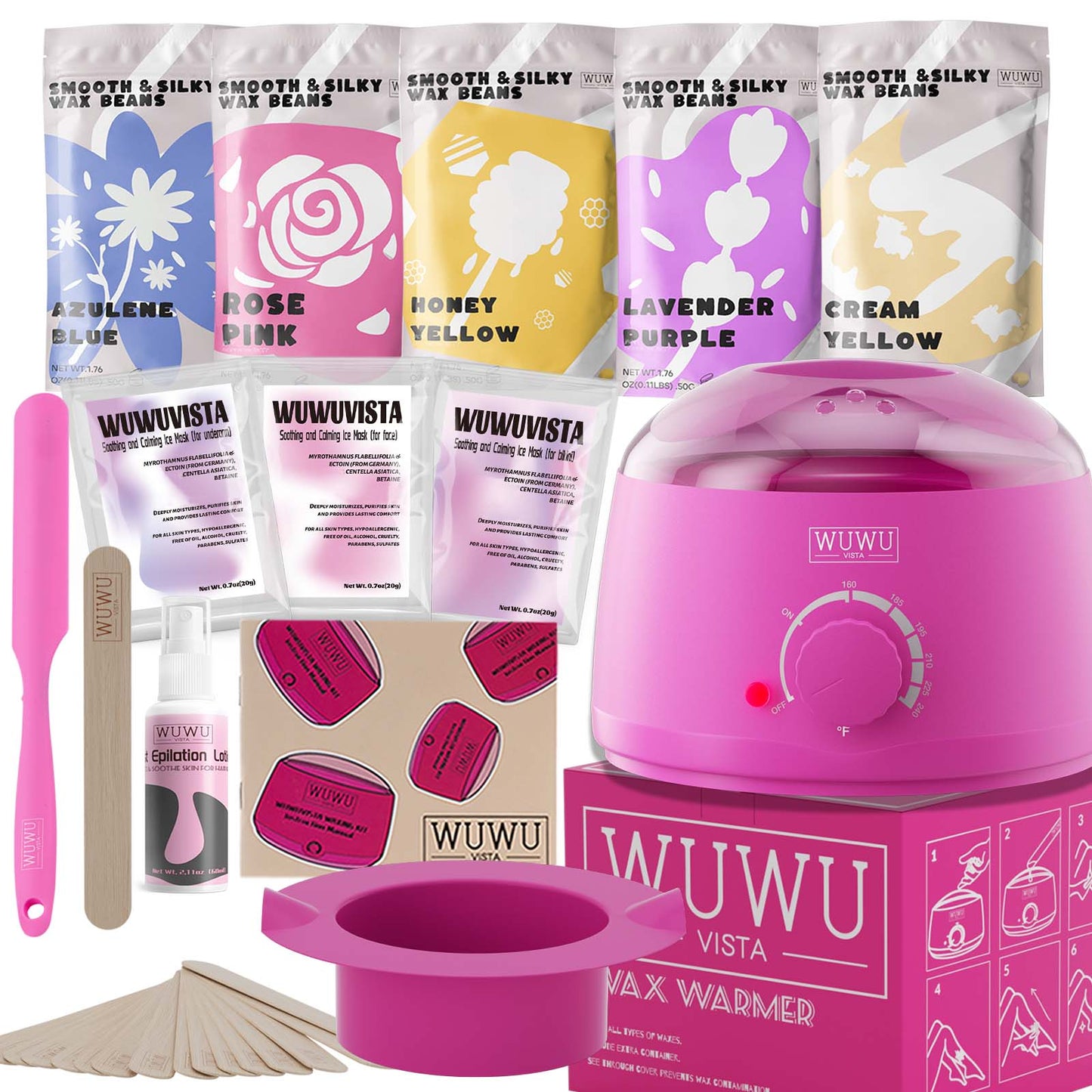 23-Piece At-Home Waxing Kit with Wax Warmer and Natural Hair Removal Beads