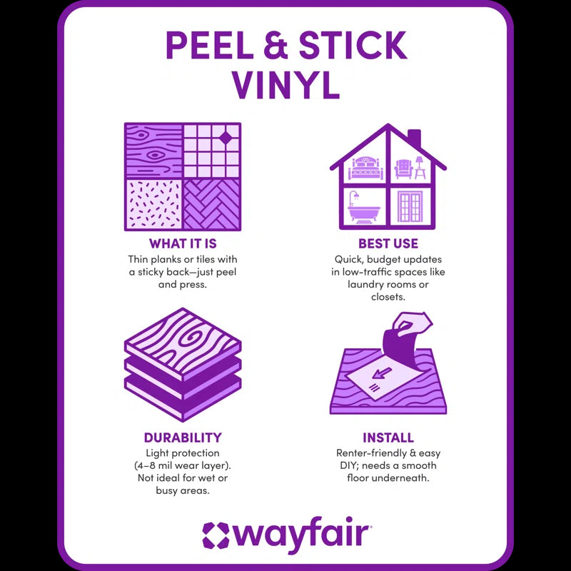 Self-Adhesive Vinyl Plank Flooring - 30 Pieces, 45 Sq Ft