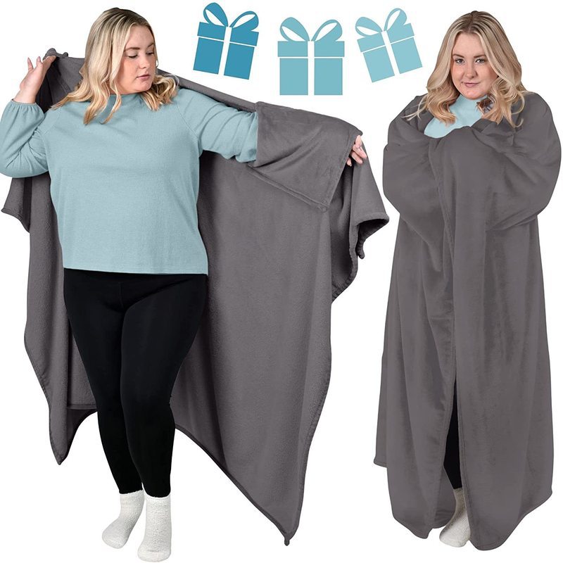 Soft Flannel Wearable Blanket for Home & Outdoors - Cozy Warm Throw