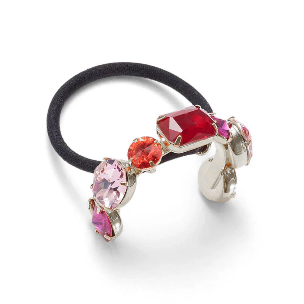 Rhinestone Ponytail Hair Ring - Alloy Hair Tie