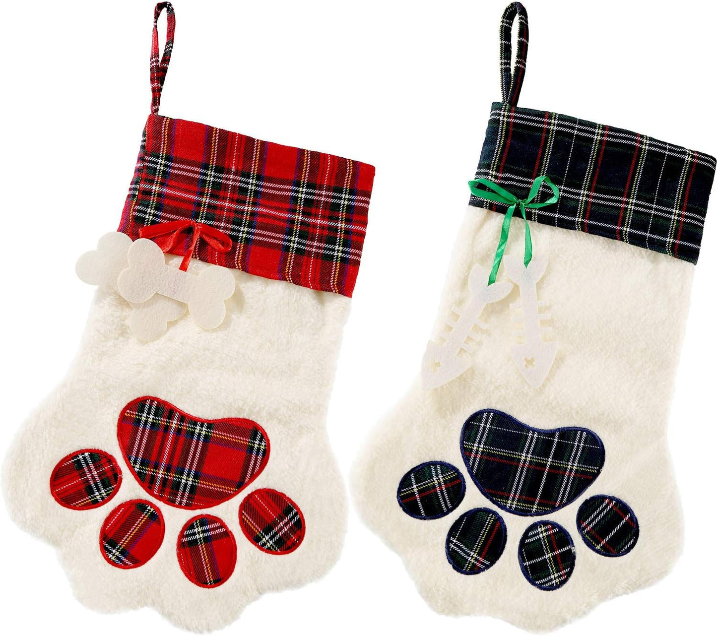 Buffalo Plaid Pet Stockings for Cats and Dogs - Christmas Hanging Decorations