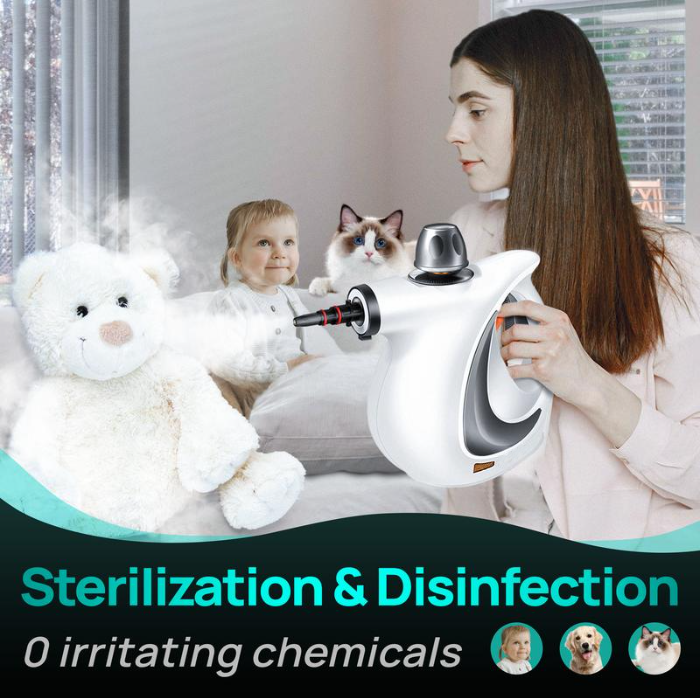 High-Pressure Steam Cleaner with 12 Accessories & Detachable Brush Head