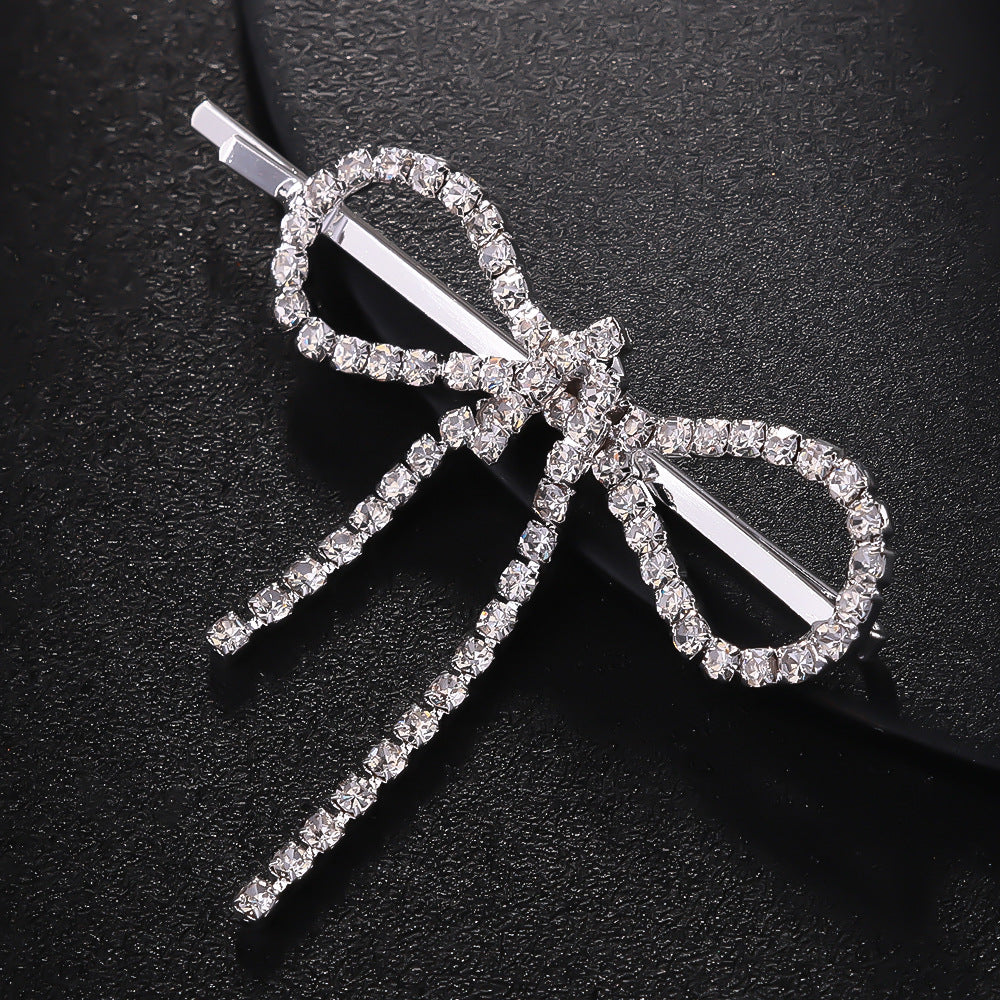 Bow Hair Clips for Women Girls - Cropped Hair Barrettes with Rhinestones