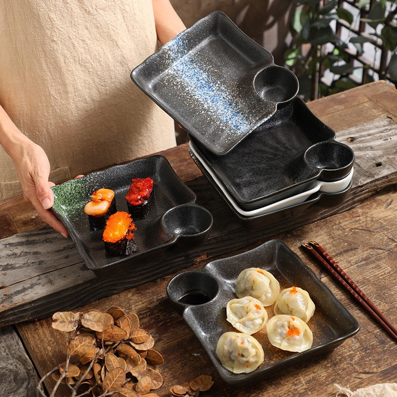 Ceramic Dumpling Plate - Creative Sushi & Household Dish, Multiple Colors