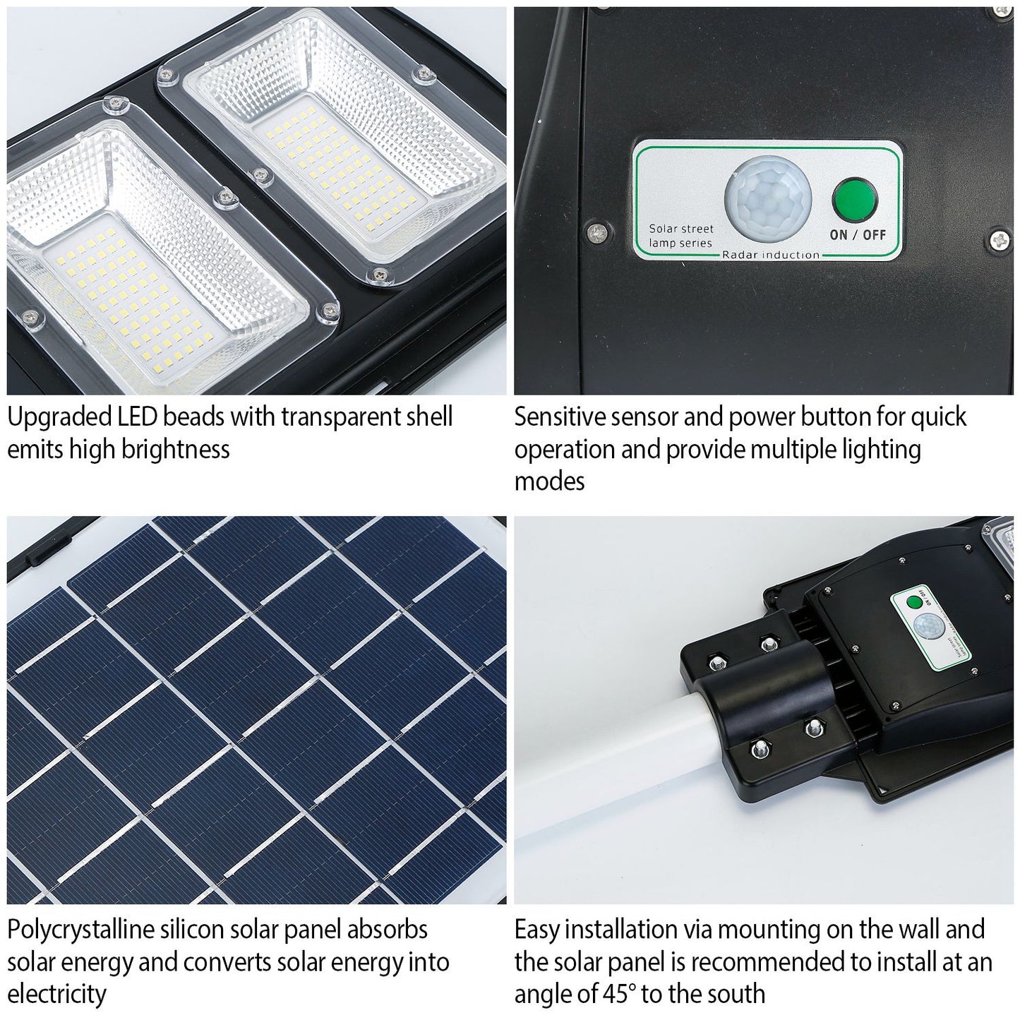 Solar Street Light 180 LEDs Waterproof Outdoor Security Lamp with Radar Sensor