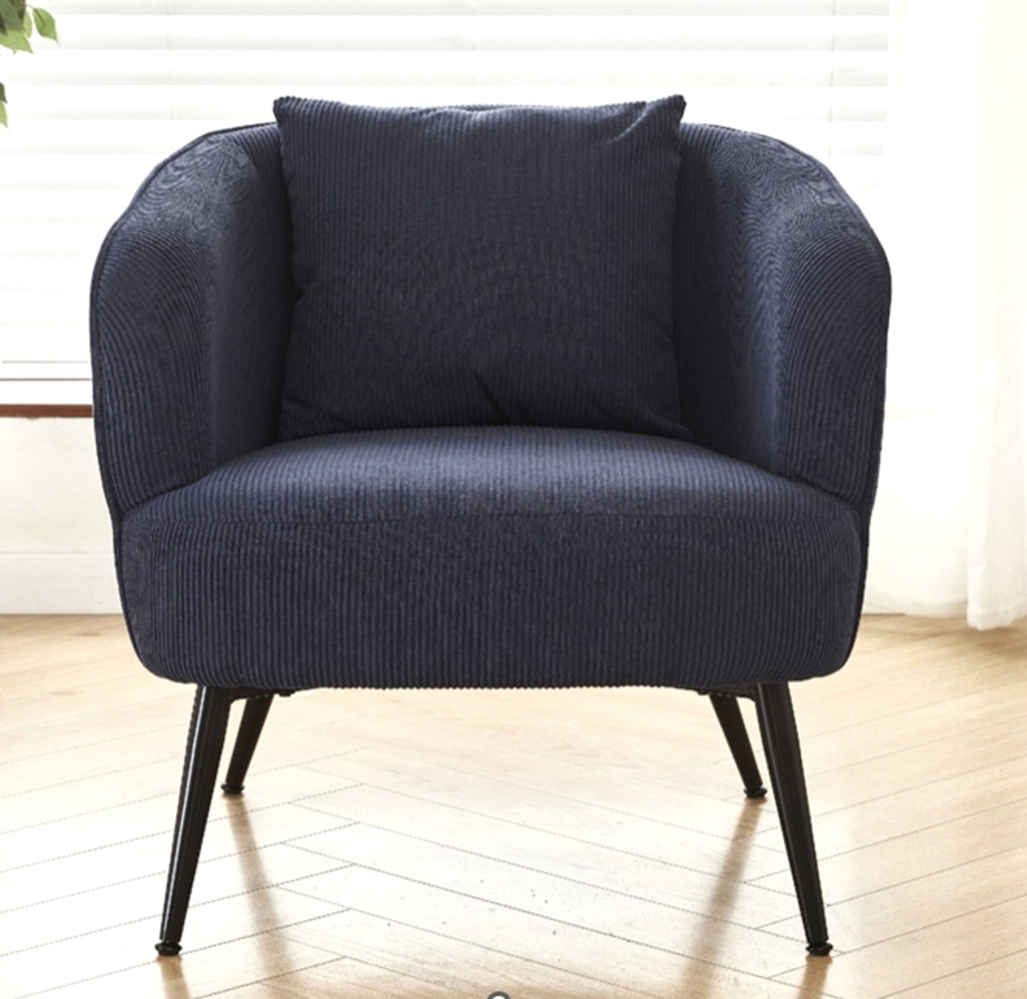 Velvet Accent Chair With Pillow, Modern Upholstered Armchair Metal