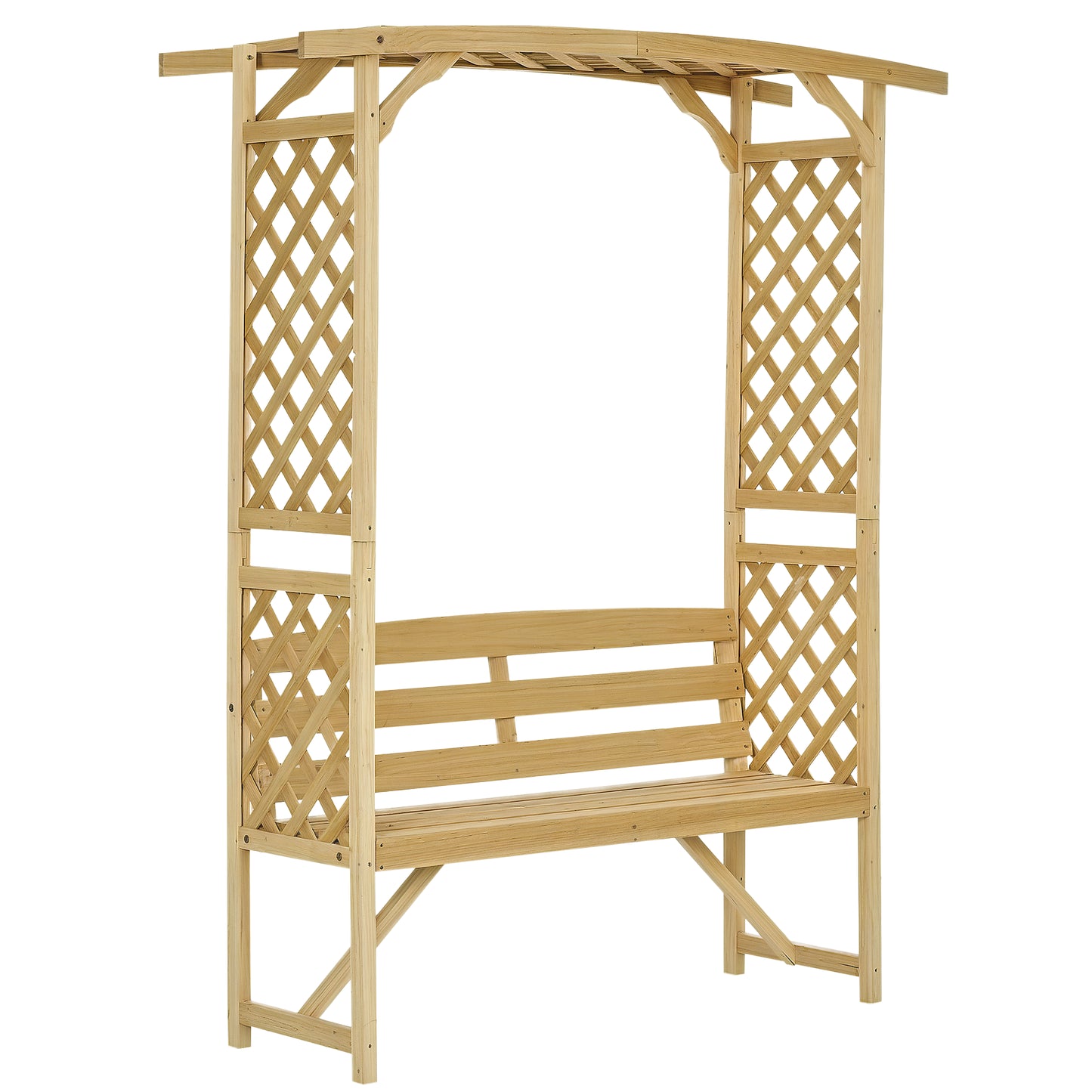 Outdoor Garden Bench with Trellis Arbor for Climbing Plants