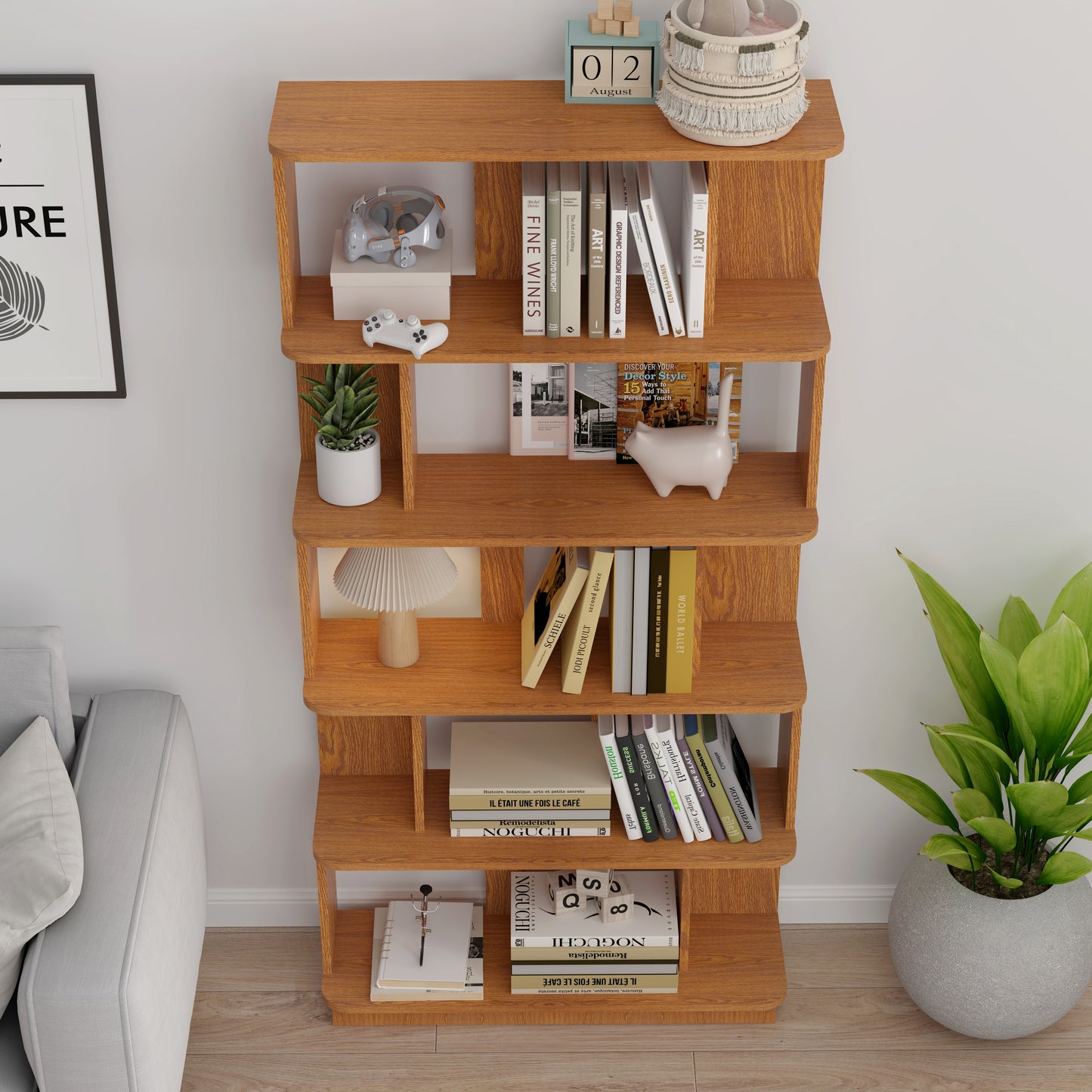 31.5L X 64.56H Free Combination Bookshelf Modern 5-Tier Open Storage