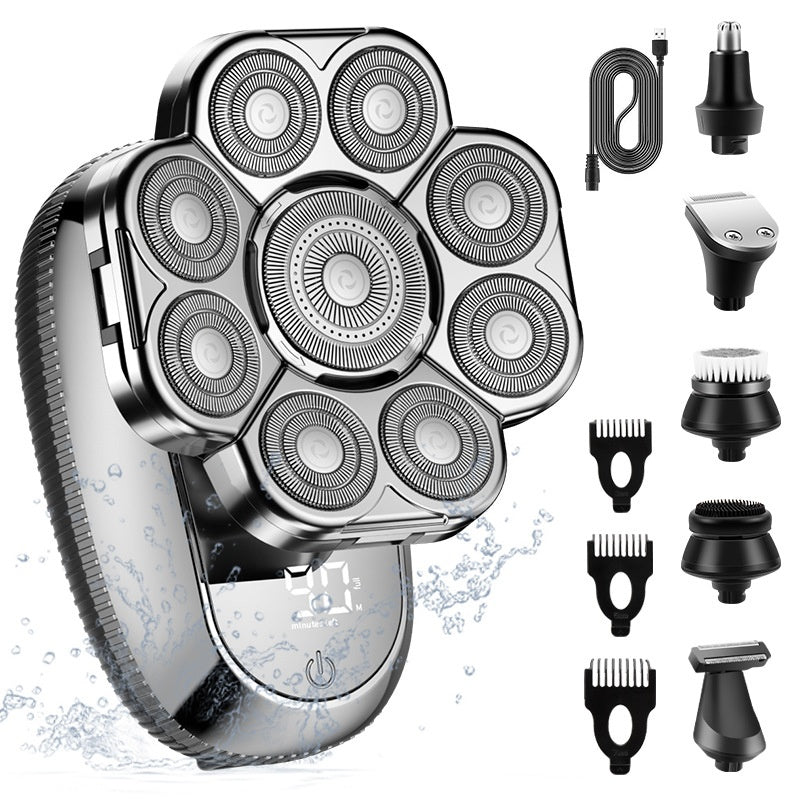 6-in-1 Men's Electric Shaver with LED Display - Silver