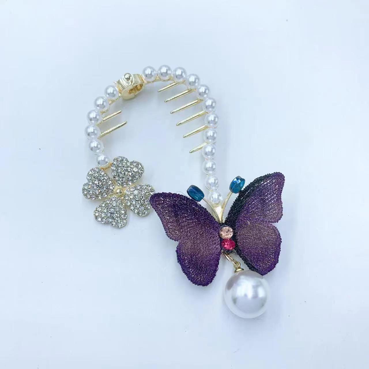 Pearl Gradient Butterfly Hairpin for Girls - Stylish Hair Accessories