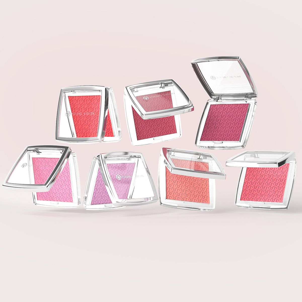 7-Color Embossed Blush Palette - Natural Matte Face Makeup Set